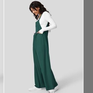 HALARA Adjustable Strap Button Multiple Pockets Waffle Casual Overalls - Forest